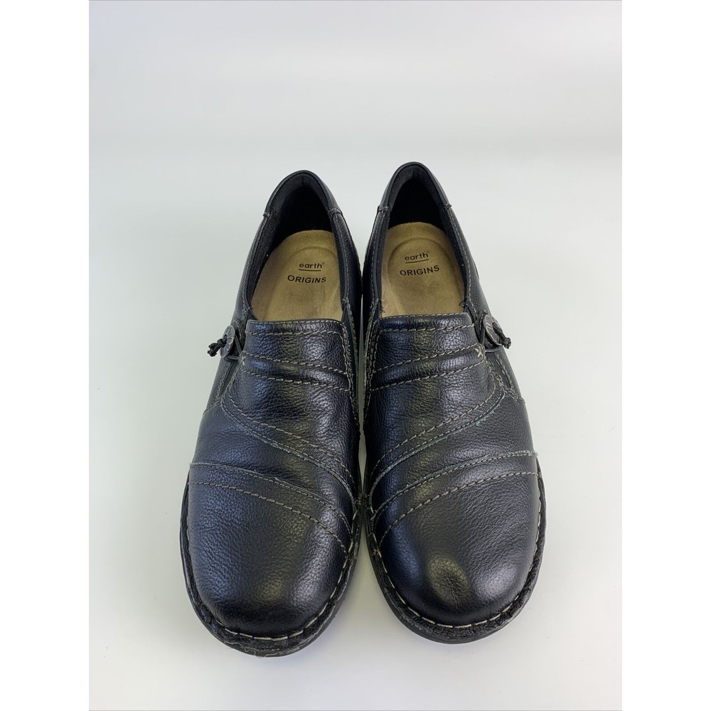 Earth Origins Tamara Tami Slip On Shoe Black Leather Comfort Medallion Womens 9 - Picture 4 of 10